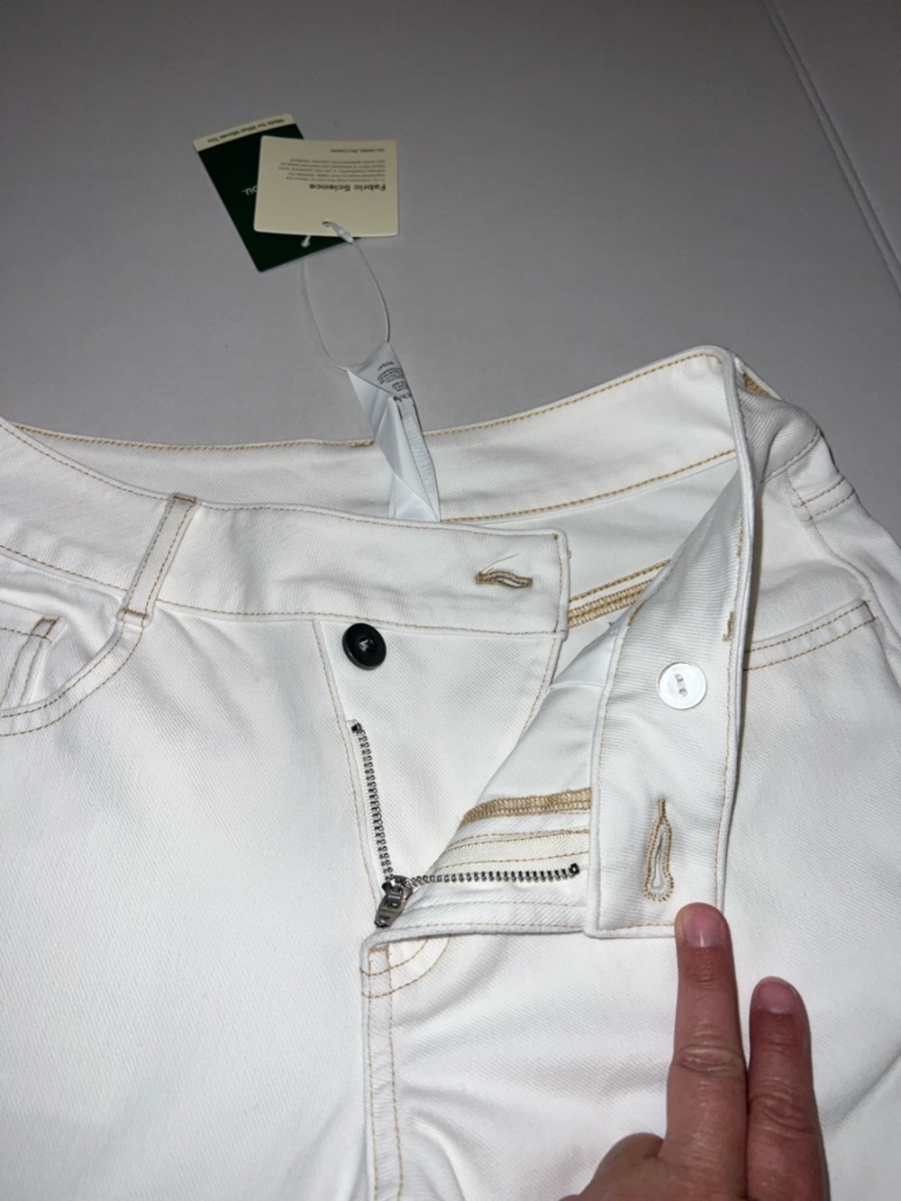 HALARA ASYMMETRIC WHITE STRETCH DENIM WIDE LEG JEANS PANTS  SIZE XS NEW - Picture 7 of 16